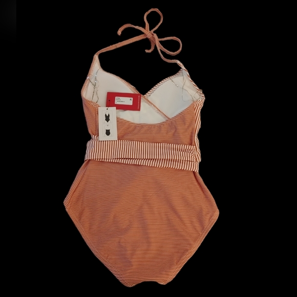 NWT Vince Camuto V-Neck Wrap Tie One Piece Swimsuit - Sailor Stripe V27585 - Picture 5 of 11